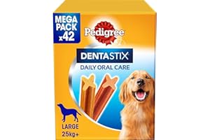 Pedigree Dentastix Snack pour l'hygiène buccale, Grand Chien + 25 kg Pack de Stock, 42 bâtonnets - 1620 g