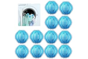 ZGGZHEIM 12 Stücke Fusselbälle Waschmaschine Tierhaare,Wiederverwendbare Haarfänger für Waschmaschine & Trockner,Effektiver Tierhaarentferner gegen Hundehaare & Katzenhaare,Flusenkugeln Pet Remover Sauberkugel