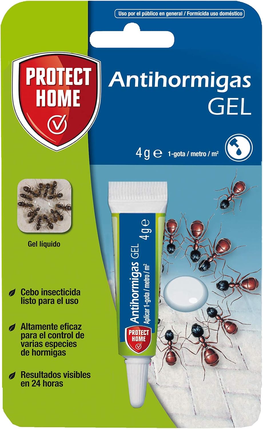 Cebo antihormigas formato gel. Para interiores y exteriores. Rápida acción, altamente atractivo. 4g