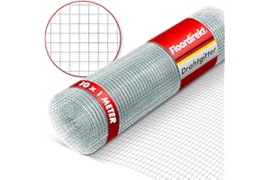 ‎FLOORDIREKT Floordirekt Drahtgitter feinmaschig - Maschenweite 6,3 mm - verzinkt - 100cm Höhe x 10m Länge - Rolle extra lang - Metallgitter als Volierendraht, Kaninchendraht, Wühlmausgitter für Hochbeet im Garten