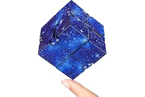 KEEYMENT Infinity Cube Fidget Toy Stress Relief for Adults and Kids , Fidget Toy Cute Puzzle Flip Cube for Anxiety Relief and Killing Time… (Galaxy Blue)