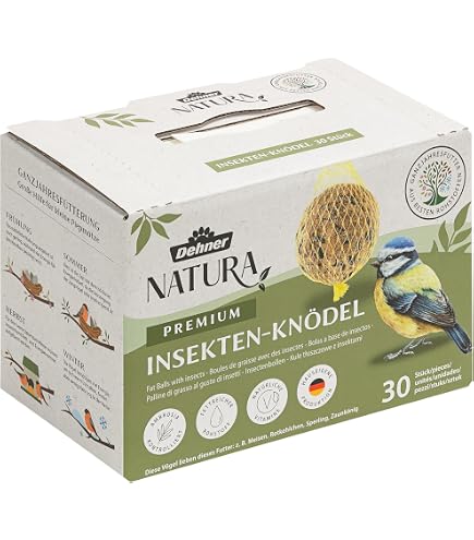 Donath Insecten Energiebollen - In Biologisch Net, 100g Per Bol, Met Insectenvet & Zonnebloempitten, Ideaal Voor Mezen, Mussen, Vinken & Spechten
