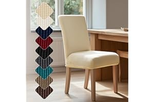 Deconovo Coprisedie con Schienale 4 Pezzi Elasticizzati Lavabili Antigraffio per Gatto, Fodere Universali per Sedie Moderne da Sala da Pranzo, Cucina, Soggiorno, Festa, Beige