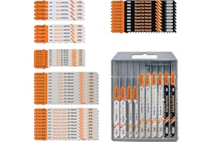 50PCS T Shank Jigsaw Blades Set - BGTEC HCS/HSS Jig Saw Blades for Wood, Plastic and Metal Cutting(T118A,T118B,T101AO,T101B,T101BR,T144D)