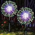 yowin Garden Lights Solar Powered 2 Pack 120 LED Firework Solar Lights Outdoor Garden, 8 Modes Starburst Solar Stake Light Waterproof Dandelion Light for Pathway Patio Decorations - Multicolor