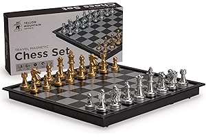 Yellow Mountain Imports Jeu d'échecs magnétique de Voyage (25 centimètres) - Jeu de société Pliable et Portable