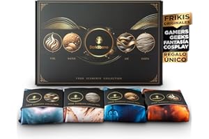 DARK EBANO Calcetines Originales Hombre Mujer - Diseño Casual 4 Elementos - Gamer Cosplay Geek - Deportivos Compresivos - Running Crossfit Boxeo - Individuales o Pack de 4 Con Caja Regalo - Tallas 36-40 y 41-45