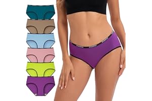 INNERSY Mutande Donna Cotone Slip a Vita Media Intimo Sportivo Culotte Comode Pacco da 6