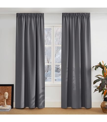 Rideau Occultant Thermique 245x132 Cm - Triple épaisseur, Coupe-vent, Isolant été/hiver, Couleur Beige - 5