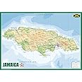 Physical Map of Jamaica - The Oxford Collection - Size A2 - Paper Laminated