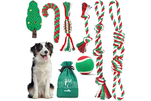 Dreamon Jouet Chien Noel - Jouet Chiot Durables Mâcher Corde Peluche Jouet Chien Indestructible Jeux Chien Cadeau Noel Chien pour Petits Moyens Groß Chiens