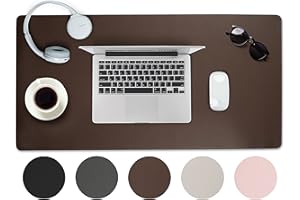 Sidorenko Podkładka na biurko, ze skóry PU, 80 x 40 cm, z przyszytymi krawędziami, antypoślizgowa mata, duża, do pisania, podkładka XXL, pod mysz, mata na biurko, brązowa