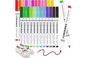 Bedeco Stoffmalstifte Waschfest, 24 Textilstifte Waschmaschinenfest Permanent Stofffarben Wasserfest Textilmarker Stoffstifte für DIY-Kostüme T-Shirts | Textilfarbe für Kinder und Erwachsen