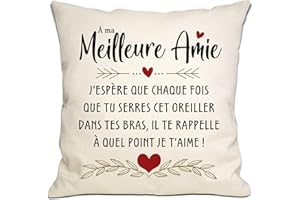 BOMMEX Cadeau de la Meilleure Amie J'espère Que Chaque Fois Que tu serres ce Coussin dans tes Bras, il Te rappelle à Quel Point Je t'aime Housse de Coussin Ami Anniversaire Cadeau de Noël (Meilleure Amie)