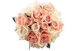 Famibay Ramo de Flores Artificiales de Seda Rosa Artificial Decoracion Ramos de Novia ara Hogar Boda Decoración