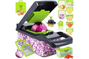 PIMDYGO Coupe Legumes Multifonctions, Professionnelle Mandoline Cuisine, Coupe Legumes Manuel, Mandoline Multifonctions, Decoupe Legumes à 8 Lames Réglable Pour Trancher, Couper Et Râper Les Légumes (Gris)