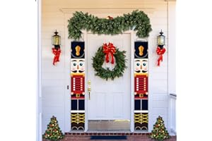 LINGSFIRE Nussknacker-Weihnachtsbanner, Dekorationen, Outdoor-Weihnachtsdekoration, Banner, Soldaten-Modell, Nussknacker, Banner für Veranda, Haustür, Kinderparty, Hof, Tor, 1 Paar, 32 x 180 cm