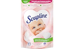 SOUPLINE - Hipoalergiczne tabletki zmiękczające serce - 0% perfumy - 91% składników pochodzenia naturalnego - testowane dermatologicznie - 28 tabletek = 28 prań