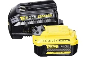 Stanley FatMax Kit di avviamento batteria SFMCB14M1 (18 Volt, 4,0 Ah, per l'ingresso nel sistema batteria Stanley FatMax V20, include 1 caricabatteria rapido, 1 batteria agli ioni di litio da 4,0 Ah)