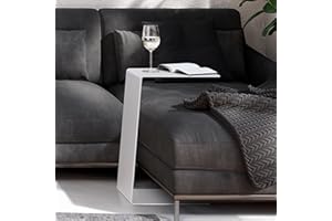 RHEINKANT KÖBES Design Beistelltisch Weiß, Made in Germany, Beistelltisch Couch C Form aus hochwertigem pulverbeschichtetem Stahl. Exklusiver Couchtisch, Sofatisch, Modern, Nachttisch