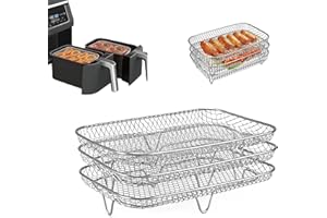 LEEWENYAN Trzywarstwowa frytkownica na gorące powietrze, ruszt do grillowania, ruszt do grillowania, kompatybilny z frytkownicą na gorące powietrze Ninja Foodi, możliwość układania w stos, akcesoria do frytkownicy powietrza