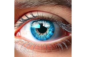 Glamlens lentilles de couleur bleu naturelles colorées très haute opacité Amalfi Azul + étuis à lentilles de contact - 1 paire (2 pièces) - 90 Jours - sans correction - 0,00 Dioptries