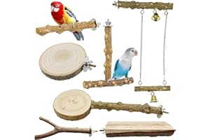 Allazone 7 Pz Perchas para Pájaros, Perca de Pájaro de Madera Natural, Juguetes para Periquitos, Accesorio para Jaulas de Pájaros para Cacatúas Agapornis