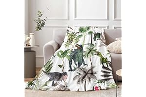 LINGQIANG Dinosaurier Kinder Decke, 130 x 150 cm Flauschig Fleece Jurassic Dinosaurier World Kuscheldecke für Jungen, Weich Jura Dino Park Wohndecke für Mädchen Teenager Geburtstag Geschenke Sofa Couch Deko