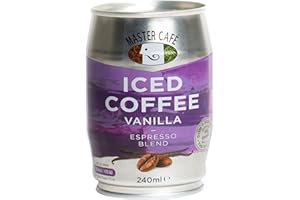 Master Café Iced Coffee in Cans, 12 x 240ml, Full-Bodied Arabica & Robusta Coffee Bean Blend, Ready to Drink, Enjoy Cold or Iced, Vanilla