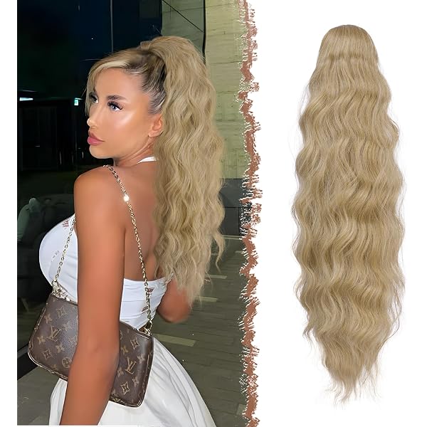 Greenmirr Gewellter Pferdeschwanz Haarverlängerung – 24 Zoll, Braun, Mit Kordelzug & Clip Für Natürlichen Look