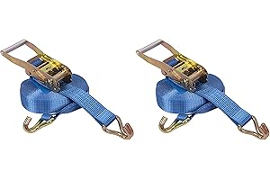 SAFETYLIFTINGEAR (2 Pack) RatStrap 5000kg Ratchet Lashing Claw Hook Cargo Lorry Tie Down Webbing Restraint Straps (10mtr)