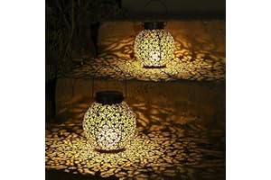 Tomshine Solar Lanterns Light Outdoor 2 Pcs Hanging Garden Lights Metal Lamp for Patio Yard Art Garden Accessories Decorations for Porch,Lawn,Courtyard