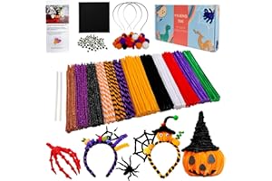 YYUENG TAK 350 piezas Limpiapipas Manualidades Negro y Naranja,Set de Limpiapipas Halloween, con Instrucciones y varios accesorios, para manualidades y decoraciones de Halloween,Halloween Pipe Cleaner