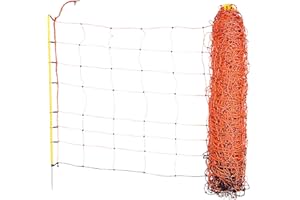 Kerbl Hobbyfarming Filet à Moutons ClassicNet, clôture Mobile, Filet en Osier, Simple Pointe, Orange, 50m x 108cm, 13 piquets, 3 Ans de Garantie sur la stabilité aux UV