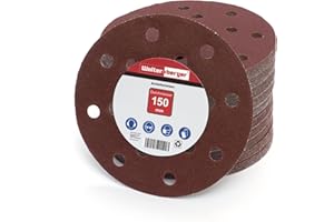 Woltersberger® 50 Stück Exzenter Schleifscheiben Ø 150mm | Körnung P40 | 15 Loch in rot | Schleifpapier für optimales schleifen, vielseitig einsetzbar
