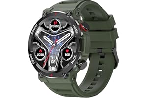 FINDTIME Militär Smartwatch Herren Tactical Watch Military Smartwatches mit Telefonfunktion Fitnessuhr mit Blutdruckmessung Schrittzähler 1,39 Zoll IP68 Wasserdicht Armbanduhr Sportuhren Outdoor Uhr Schwarz