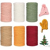 RUCUDIM Macrame Yarn, 1 mm x 100 m, Macrame Twine, Macrame, Natural Cotton Thread for Christmas, Crafts, Bohemian Knitting, C