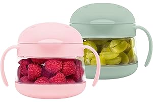 Ubbi Tweat No Spill Snack Container for Kids, BPA-Free, On The Go No Mess Snacks, Must Have Toddler Travel Accessories, Toddler Snack Container With Handles, Sage Green and Blush Pink, 2 Pack