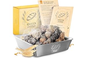 KRUSTENZAUBER Lavasteine Backofen zum Brot backen inkl. Edelstahl Dampfschüssel für optimale Wärmeverteilung dank natürlichen Wasserdampf, Brot Back Zubehör für knuspriges selbst gemachtes Brot