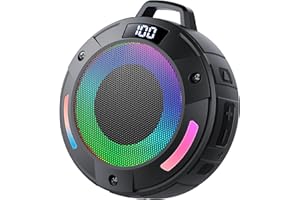 aowoka Mini Enceinte Bluetooth Portable, Enceinte Bluetooth Puissante avec Lumière RGB, IP68 Etanche Anti-poussière & Flottante, 20h Autonomie, TWS & Carte TF, Idéale pour Douche Randonnée Voyage