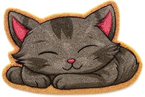 TIENDA EURASIA - Felpudo Entrada Casa | Diseños Originales y Divertidos | para Exterior | Fibra de Coco y Base de Goma Antideslizante | Multicolor | Medidas 40x60x1.5 cm (Gato)