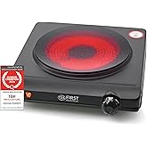 TZS First Austria Einzelkochplatte | Einzelne stufenlose Herdplatte | Keramik | ALLE Topfarten | Ø 19,4cm | Schnelles Aufheiz