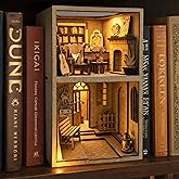 AlgWood Nook Street Book Nook, Işıklı 3D Ahşap Diorama Maket, Orta Seviye, 211 Par&ccedil;a, 20x11x18 cm