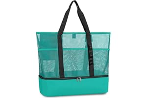 UYLIA Tote Bolsa Playa de Malla Grande Familiar Mujer Hermosa y Duradera Bolsa Termica Playa con Cremallera Bolso para Playa Viaje Compras Camping Vacaciones Juguetes