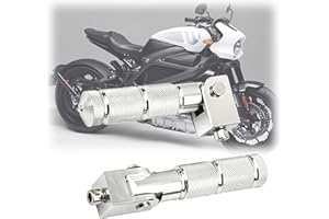 Letgoing - Reposapiés universales para motocicleta, 2 piezas, 90°, plegables, antideslizantes, soporte para pedal de pasajero, plata
