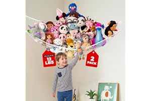 Lilly's Love Stuffed Animal Net Hammock for Plushie Toys - Large 2 Pack | Corner Hanging Pet Storage for Organizing your Teddy and Stuffy Collection | Easy to Hang w/Included Anchors & Hooks (White)