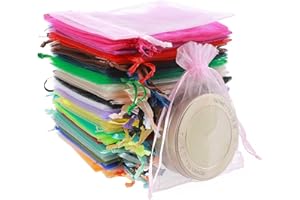 oruola 46 małych torebek z organzy, 8,9 x 11,9 cm, mieszane kolory ze sznurkiem, torebki na biżuterię, torebki na prezenty ślubne, torebki na prezenty na małe prezenty, cukierki, sprzączki