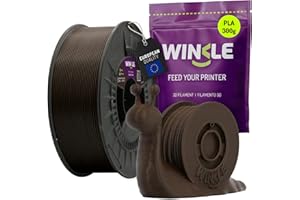 WINKLE Filamento PLA HD 1.75mm Marrone Ebano, Bobina da 300g, Filamento per Stampante 3D FDM, Precisione Dimensionale +/- 0.05mm, Materiale Biodegradabile Facile da Stampare su Stampanti 3D