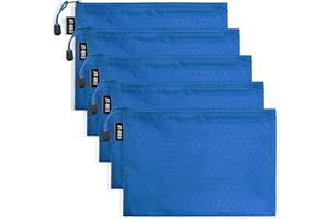 LUHIUMOYA A5-Stück Dokumententasche, Wasserdicht Dokumententasche mit Reißverschluss,Beutel für Papier, Dokumente, Datei, Kosmetika, Hausaufgaben（Blau）