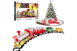 LAIBUY Weihnachtszug-Set,Zug unter dem Christmas Tree hat realistische Klänge und Lichter,Interessante Weihnachtsdeko Batteriebetrieben,weihnachtszug um den Baum
